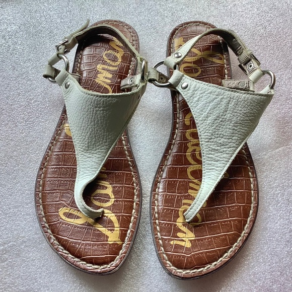 SAM EDELMAN White Leather Greta Thong Sandal Size 7 - Picture 1 of 5